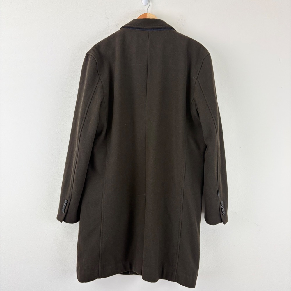 Zara Man Large Dark Academia Green Overcoat Quiet Luxury Wool Blend Coat - Picture 2 of 16